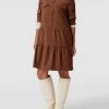 Betty Barclay Knielanges Kleid In Cord-Optik - Mittelbraun