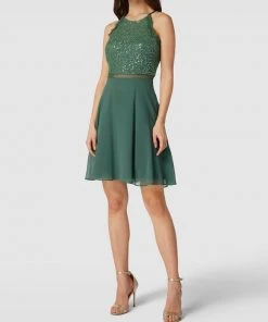 V.M. Cocktailkleid Mit Paillettenbesatz - Grün