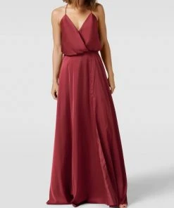 Unique Abendkleid Mit Spaghettiträgern - Dunkelrot