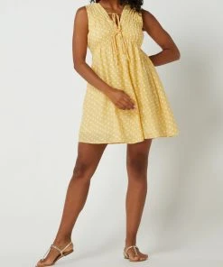 Mango Minikleid Mit Schleife - Gelb