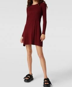 Only Minikleid In Ripp-Optik Modell 'Alma' - Bordeaux Rot