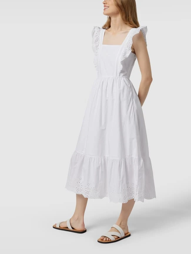 Tom Tailor Denim Knielanges Kleid Mit Lochstickereien - Weiß 4 Tom Tailor Denim Knielanges Kleid Mit Lochstickereien - Weiß – Bild 4