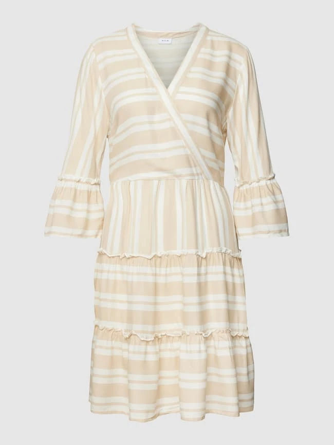 Vila Knielanges Kleid Mit Streifenmuster Modell 'Vibilly' - Sand 2 Vila Knielanges Kleid Mit Streifenmuster Modell 'Vibilly' - Sand – Bild 2