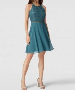V.M. Cocktailkleid Mit Paillettenbesatz - Petrol