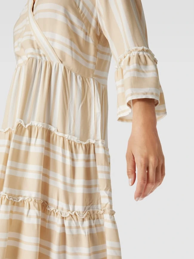 Vila Knielanges Kleid Mit Streifenmuster Modell 'Vibilly' - Sand 3 Vila Knielanges Kleid Mit Streifenmuster Modell 'Vibilly' - Sand – Bild 3