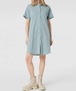 Jake*s Casual Knielanges Jeanskleid Mit Umlegekragen - Rauchblau