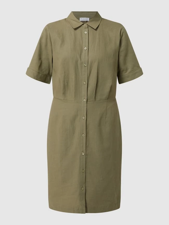 Redraft Blusenkleid Aus Leinen-Viskose-Mix - Khaki 2 Redraft Blusenkleid Aus Leinen-Viskose-Mix - Khaki – Bild 2