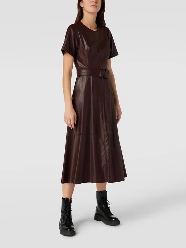 HUGO Midikleid In Leder-Optik Modell 'Kallea' - Mittelbraun 4 HUGO Midikleid In Leder-Optik Modell 'Kallea' - Mittelbraun – Bild 4
