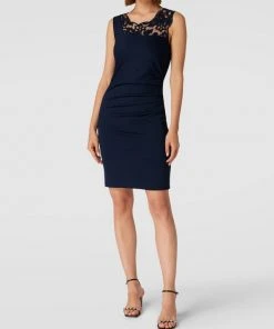 Kaffe Knielanges Kleid Mit Spitzeneinsatz Modell 'INDIA VIVI' - Marineblau