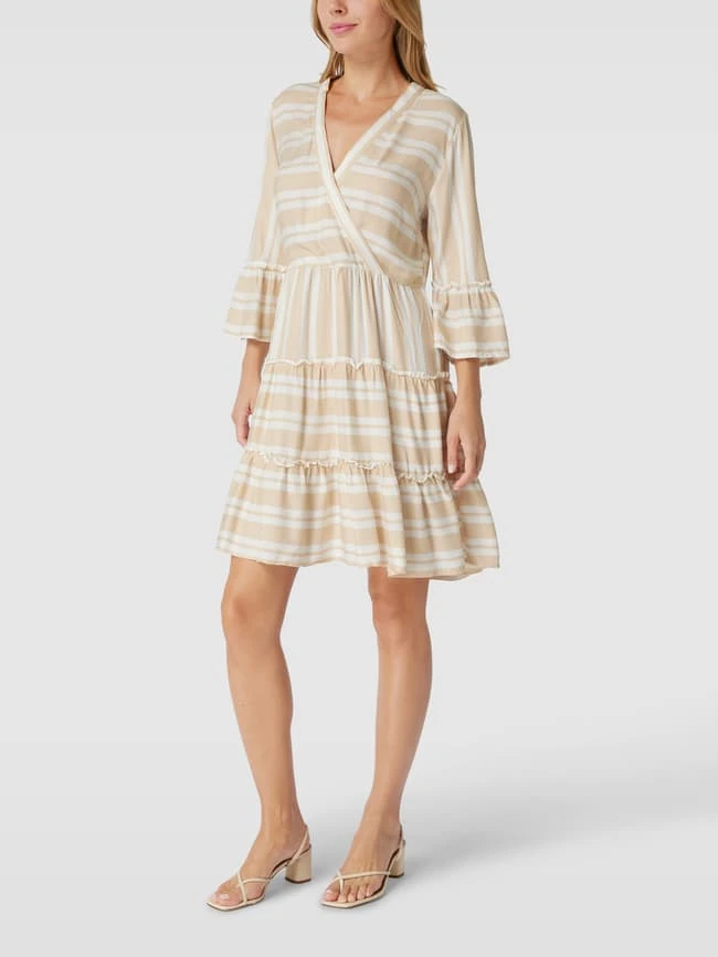 Vila Knielanges Kleid Mit Streifenmuster Modell 'Vibilly' - Sand 1 Vila Knielanges Kleid Mit Streifenmuster Modell 'Vibilly' - Sand