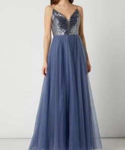 V.M. Abendkleid Aus Tüll Mit Pailletten - Blau