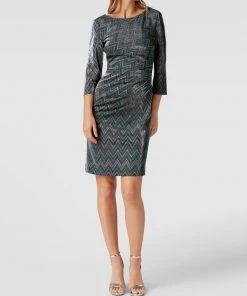 Swing Cocktailkleid Mit Grafischem Muster - Smaragdgrün