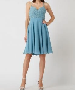 Luxuar Cocktailkleid Aus Spitze Und Chiffon - Aqua Blau
