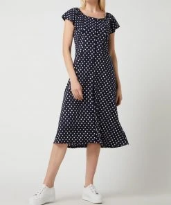 Apricot Kleid Mit Polka Dots - Marineblau