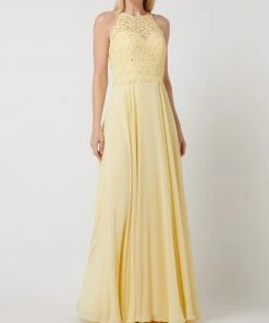 Luxuar Abendkleid Aus Spitze Und Chiffon - Hellgelb