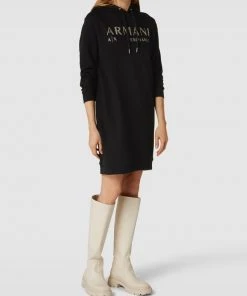 ARMANI EXCHANGE Sweatkleid Mit Label-Print - Schwarz