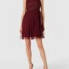 LACE & BEADS Cocktailkleid Mit Paillettenbesatz - Bordeaux Rot