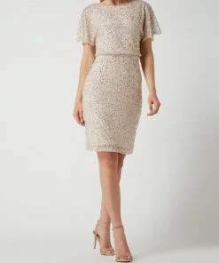 Christian Berg Cocktail Cocktailkleid Mit Pailletten - Metallic Beige