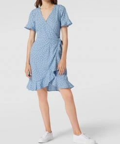 Only Knielanges Wickelkleid Mit Floralem Allover-Muster - Hellblau