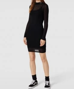 Calvin Klein Jeans Knielanges Kleid Mit Label-Stitching Modell 'YARN' - Schwarz