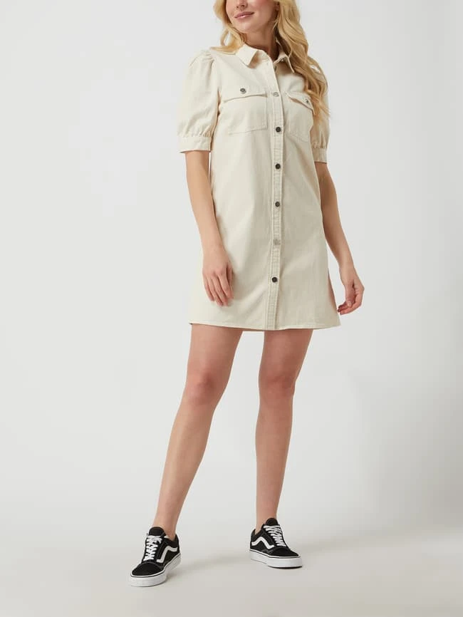 Vila Jeanskleid Mit Puffärmeln Modell 'Lexi Gandi' - Ecru 1 Vila Jeanskleid Mit Puffärmeln Modell 'Lexi Gandi' - Ecru