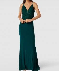 Mascara Abendkleid Mit Ziersteinbesatz - Smaragdgrün