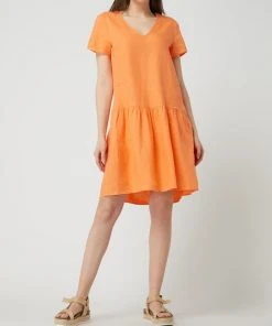 Cinque Knielanges Leinenkleid Mit V-Ausschnitt - Orange