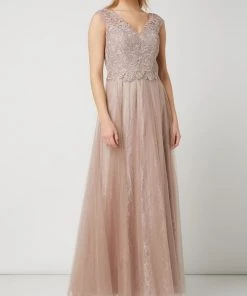Luxuar Abendkleid Mit Floralen Zierborten - Mauve