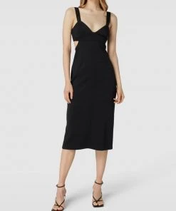 HUGO Knielanges Kleid Mit Herz-Ausschnitt Modell 'Kesendi' - Schwarz