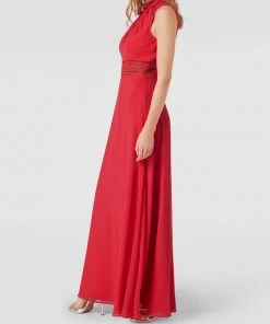 V.M. Abendkleid Mit Häkelspitze - Koralle