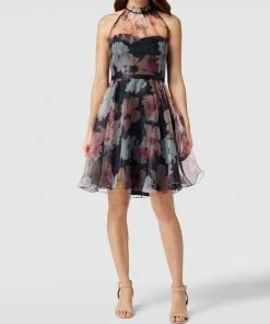 V.M. Cocktailkleid Mit Floralem Muster - Dunkelblau