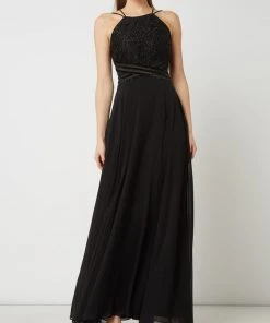 Jake*s Cocktail Abendkleid Mit Effektgarn Und Zierperlen - Schwarz