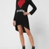 Love Moschino Strickkleid Mit Herz-Stickerei - Schwarz