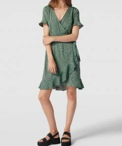 Only Knielanges Wickelkleid Mit Floralem Allover-Muster - Mint