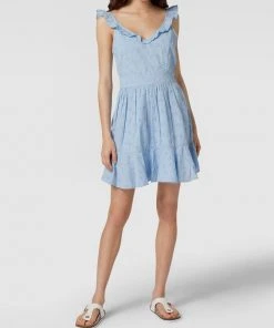 Guess Minikleid Mit Floralem Lochstickmuster - Hellblau