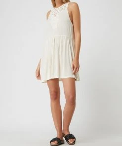 Superdry Kleid Mit Leinen-Anteil - Offwhite