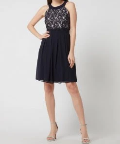 Jake*s Cocktail Cocktailkleid Aus Spitze Und Chiffon - Marineblau Meliert