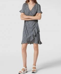 Only Knielanges Wickelkleid Mit Floralem Allover-Muster - Rauchblau