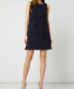 Christian Berg Cocktail Cocktailkleid Im Stufen-Look - Marineblau Meliert