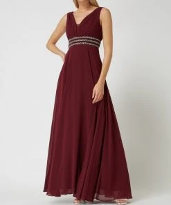 Jake*s Cocktail Abendkleid Aus Chiffon Mit Strasssteinen - Kirschrot Meliert