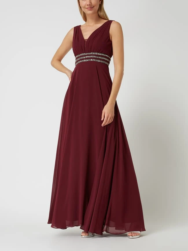 Jake*s Cocktail Abendkleid Aus Chiffon Mit Strasssteinen - Kirschrot Meliert 1 Jake*s Cocktail Abendkleid Aus Chiffon Mit Strasssteinen - Kirschrot Meliert