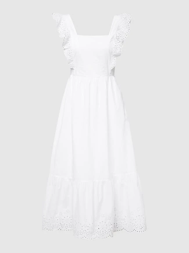 Tom Tailor Denim Knielanges Kleid Mit Lochstickereien - Weiß 2 Tom Tailor Denim Knielanges Kleid Mit Lochstickereien - Weiß – Bild 2