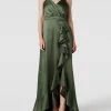 TROYDEN COLLECTION Abendkleid Mit Volants - Olivgrün