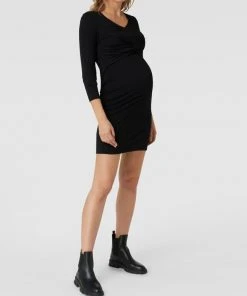 Mamalicious Umstands-Kleid Mit Drapierung - Schwarz