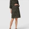 Mamalicious Knielanges Umstandskleid Mit Allover-Muster Modell 'ANNE' - Schwarz