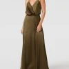 Unique Abendkleid Mit Spaghettiträgern - Khaki