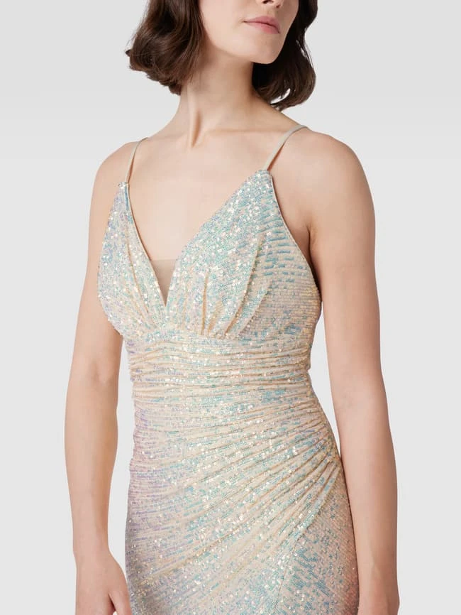 Mascara Abendkleid Mit Pailletten - Metallic Beige 3 Mascara Abendkleid Mit Pailletten - Metallic Beige – Bild 3