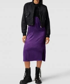 Jake*s Casual Knielanges Kleid Mit Spitzenbesatz - Pflaume