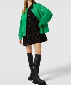 Only Hemdblusenkleid Aus Cord Mit Floralem Muster - Schwarz