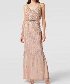 V.M. Abendkleid Mit Zierbesatz - Rosé